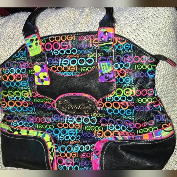 Coogi large black and neon tote, never used See Description Loose Stiching - Picture 1 of 10